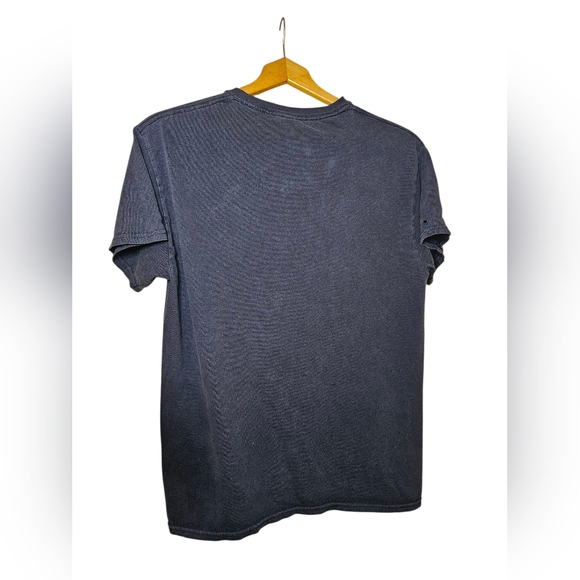 Large Men's Navy Blue Graphic Men's Short Sleeved T-Shirt, Used With Flaws - Picture 4 of 6